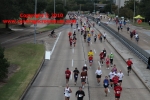 A bird's-eye view of hundreds of runners on Allen Parkway